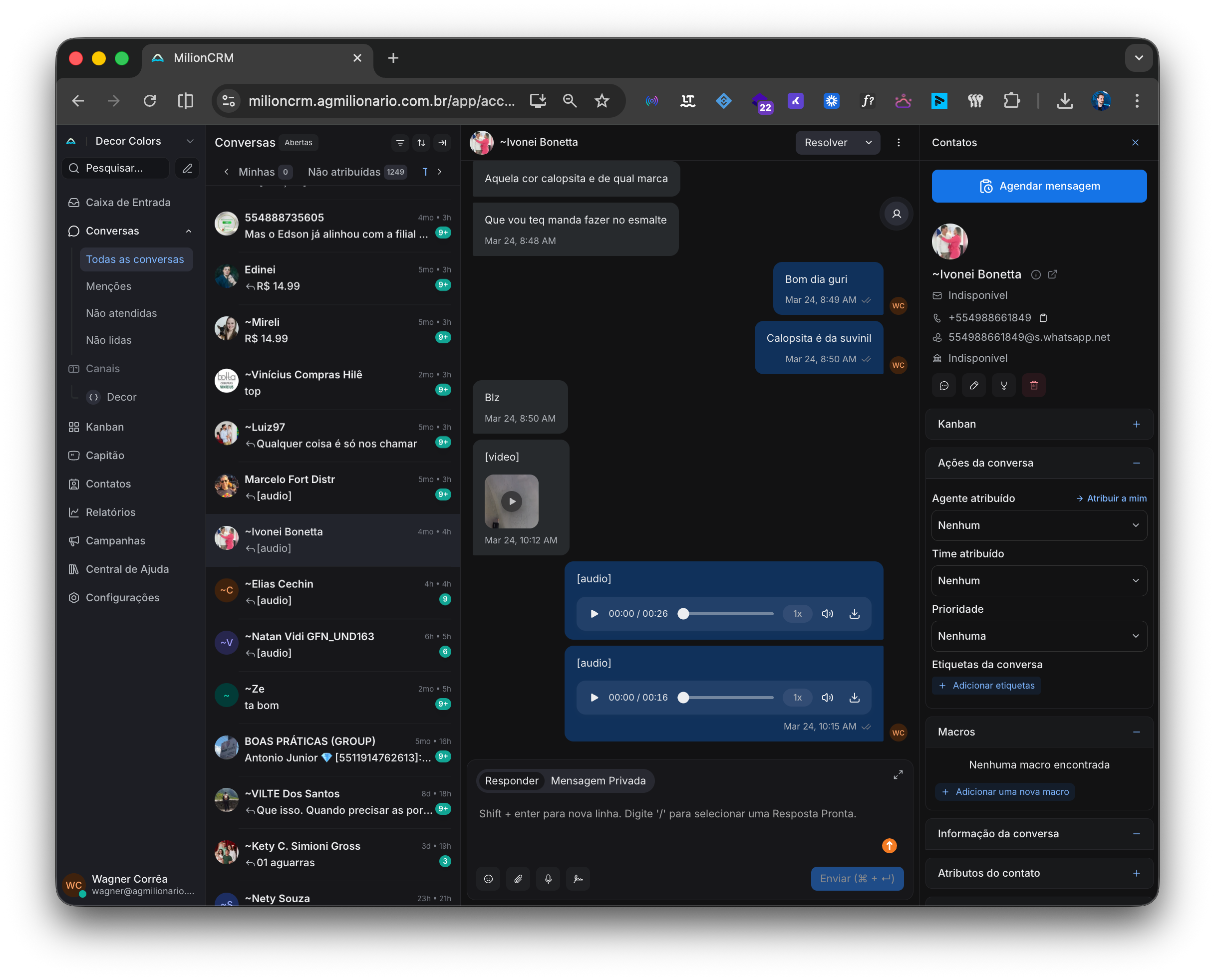 Interface do MilionCRM